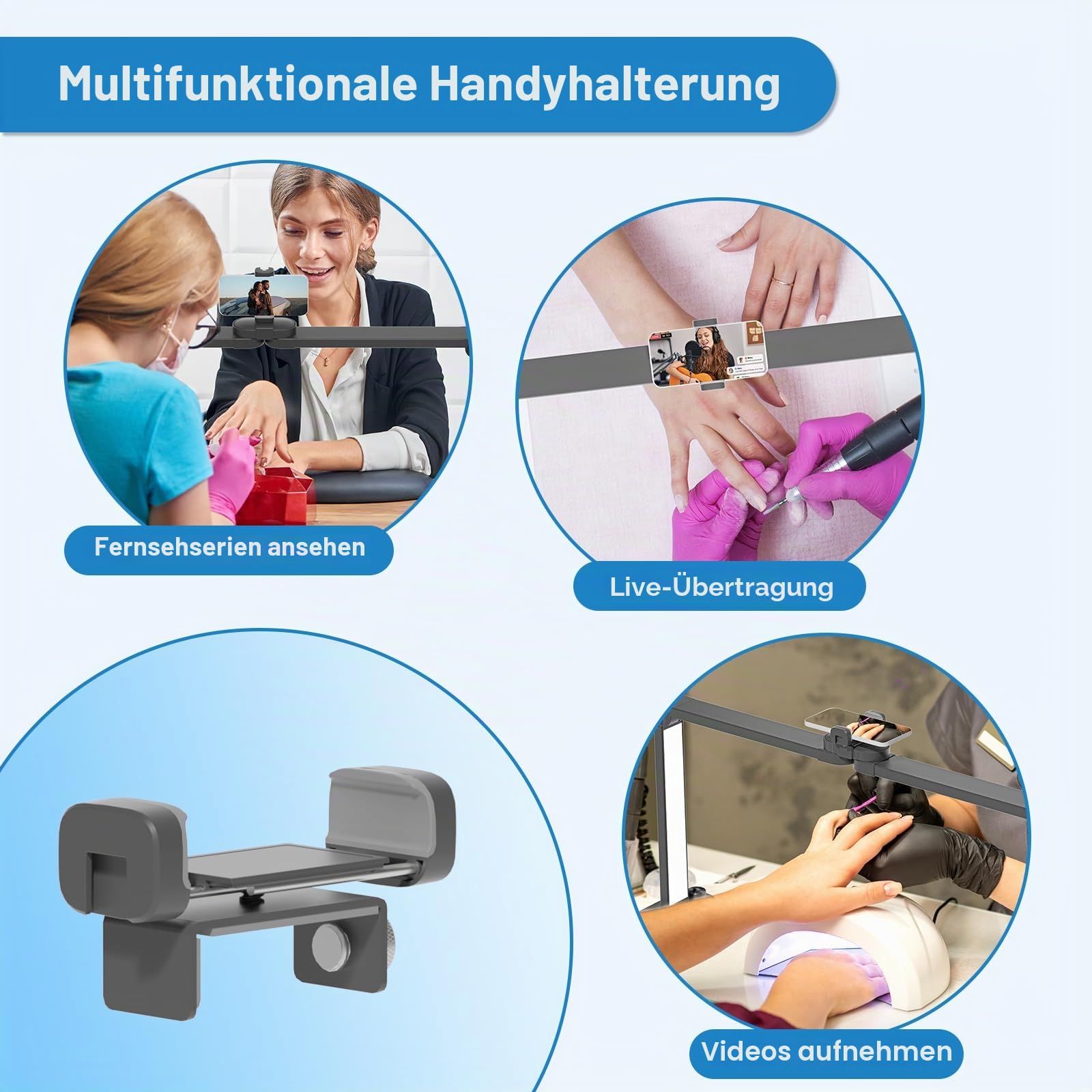 85cm Halbmondlampe Faltbar Nail Desk Lamp 40W LED Nageltischlampe Dimmbar 3000K-6000K Quadratisch Kosmetik Lampe mit Telefonhalter für Nail Tech, Wimpernverlängerung, Tattoo, Augenbrauen