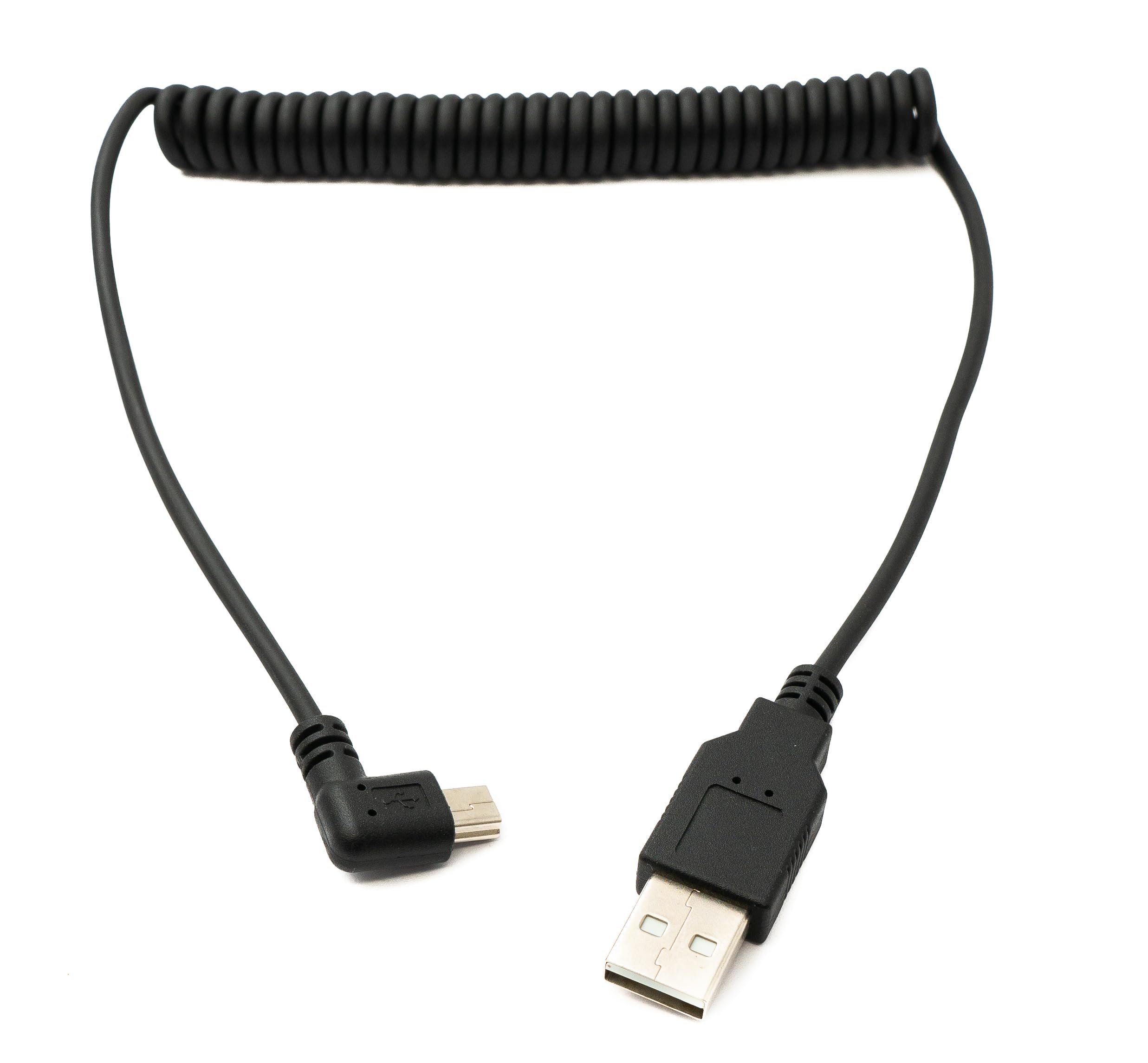 System-S USB 2.0 Kabel – Typ A Auf Mini B, 120 Cm Spiralkabel, Schwarz, Gewinkelt