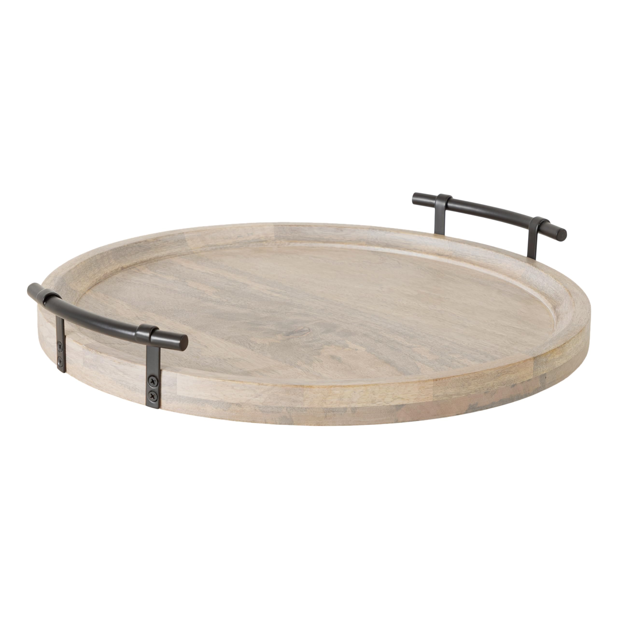 Kate and Laurel Bruillet Farmhouse Wood Round Lazy Susan Tray, 20 x 20, Natural, Wooden Countertop Organizer with Turning Lazy Susan for Kitchen Storage, Coffee Table, or Living Room Ottoman