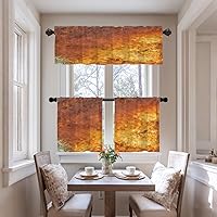 Vista 8 de Cenefas de cocina con textura artística de bronce para ventanas, textura de hoja de cobre, mármol naranja, cenefas cortinas opacas de poliéster
