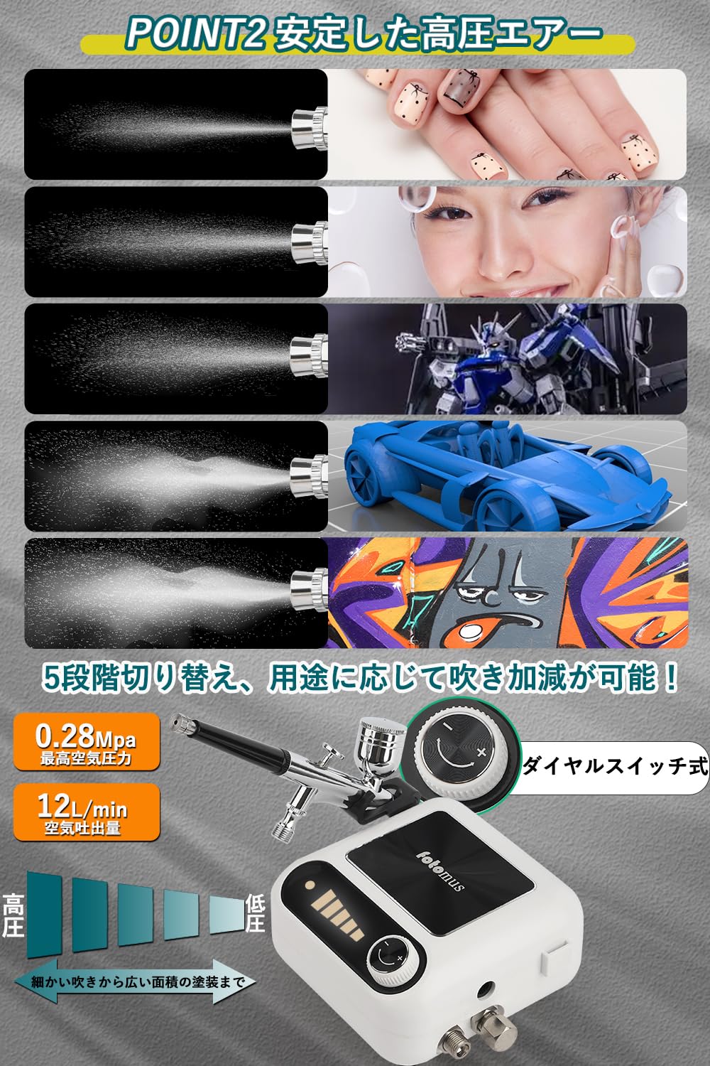 エアブラシ ミニコンプレッサー セット 41PSI 2つエアー吐出口 2本ハンA Amazon.co.jp: エアブラシ ミニコンプレッサー セット 41PSI 2つエアー