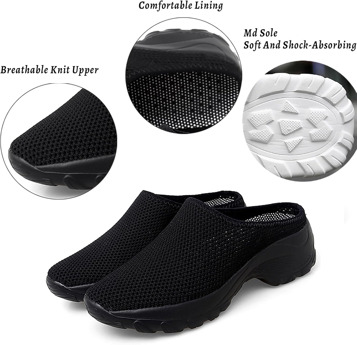 Women's Knitting Platform Orthopedic Clogs Mules Slip On Lightweight Breathable Arch Support Wedge Backless Sneakers Summer Outdoor Non-Slip Slipper Walking Shoes for Daily Work - Image 5