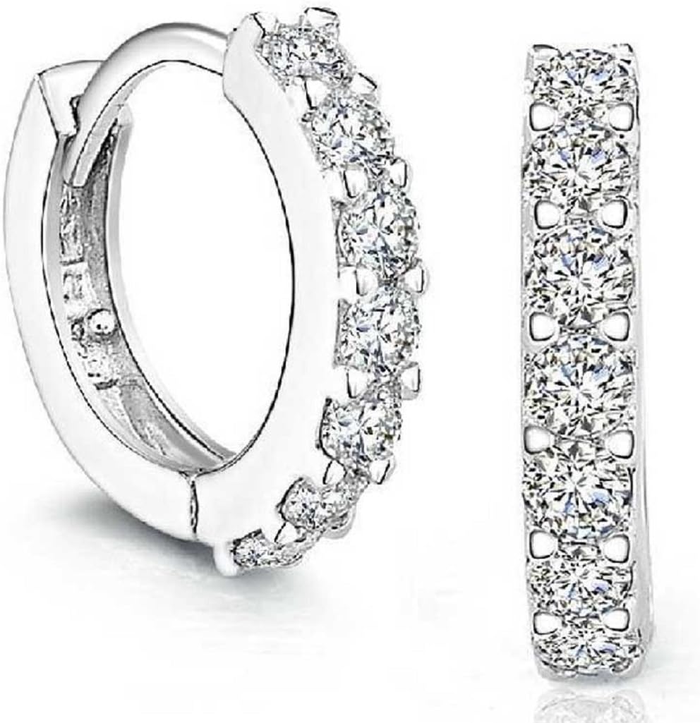 Row_120cc Women's Sterling Silver Ear Hoop Earrings Ear Stud (J)