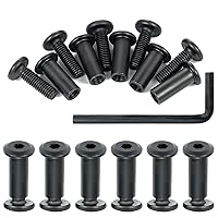 Vista 18 de 50 Piezas M6x20mm Pernos de Muebles Negros Tornillos Hexagonales y Tuercas de Barril Kit de Tornillos de Unión para Postes Conectores de Muebles