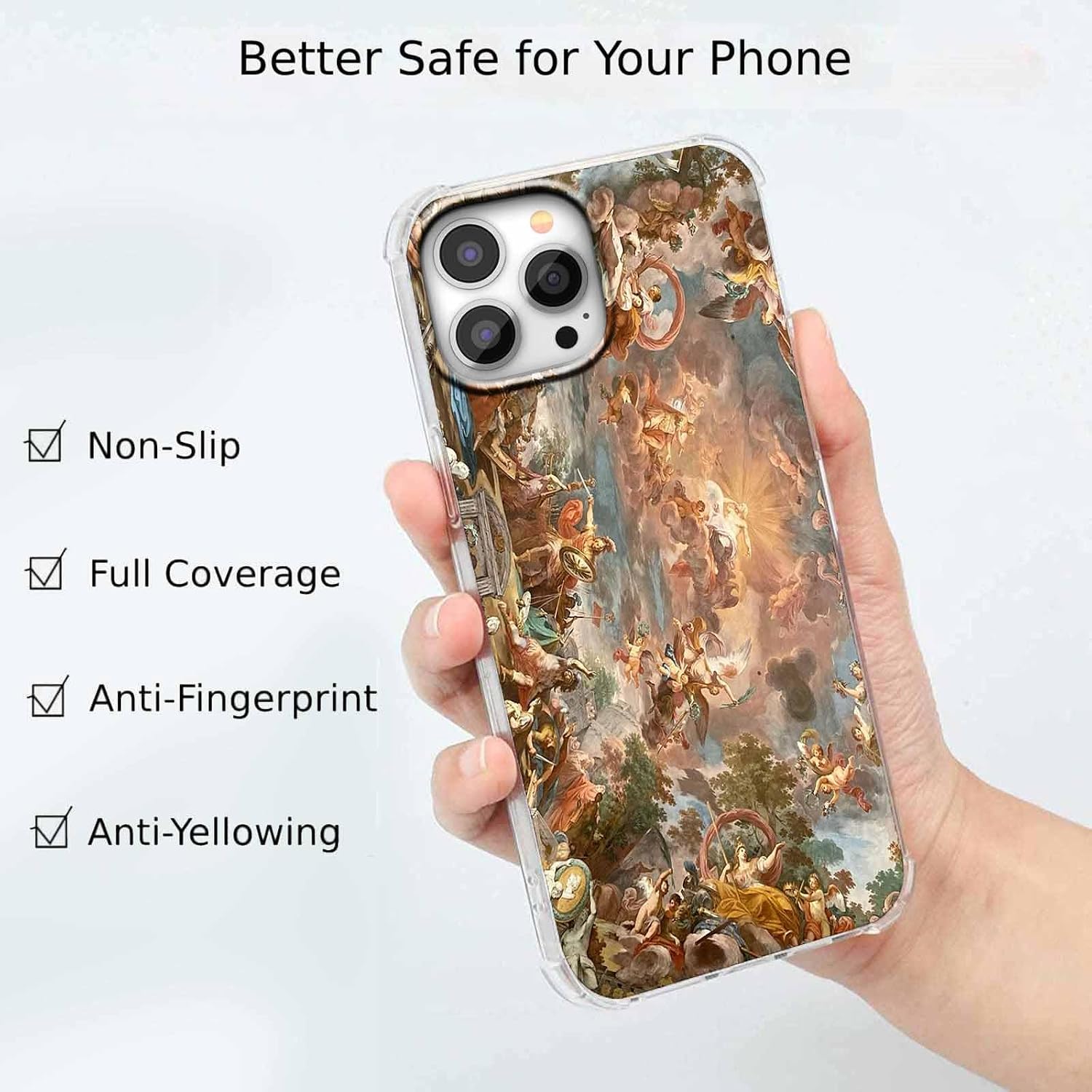 Case for iPhone 14 Pro Max with Renaissance Art Design,Aesthetic Classical Angel God Painting,Unique Soft TPU Protective Phone Cover(14pm,Gods) image 2