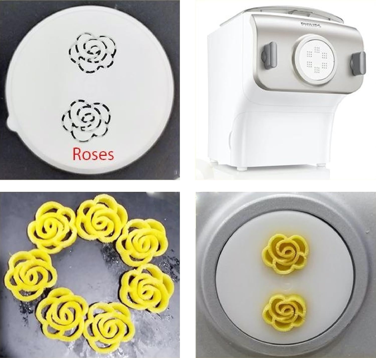 Love Pasta, Fun Shaped Noodles Flowers for Valentines or Weddings, Electric Philips Pasta Maker Attachments Machine, Automatic Pasta Maker, Kitchen Appliances (Flowers 2)