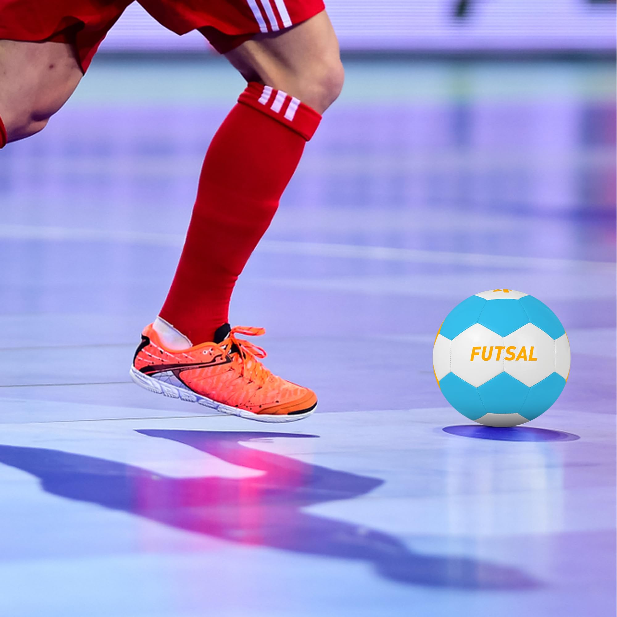 Runleaps Balón de fútbol sala, ideal para interiores o exteriores, tamaño 4 de rebote bajo para entrenar, jugar, juegos