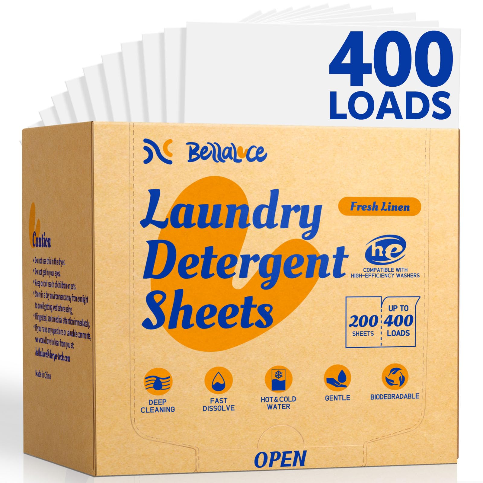 BellaLuce laundry detergent sheets 400 loads