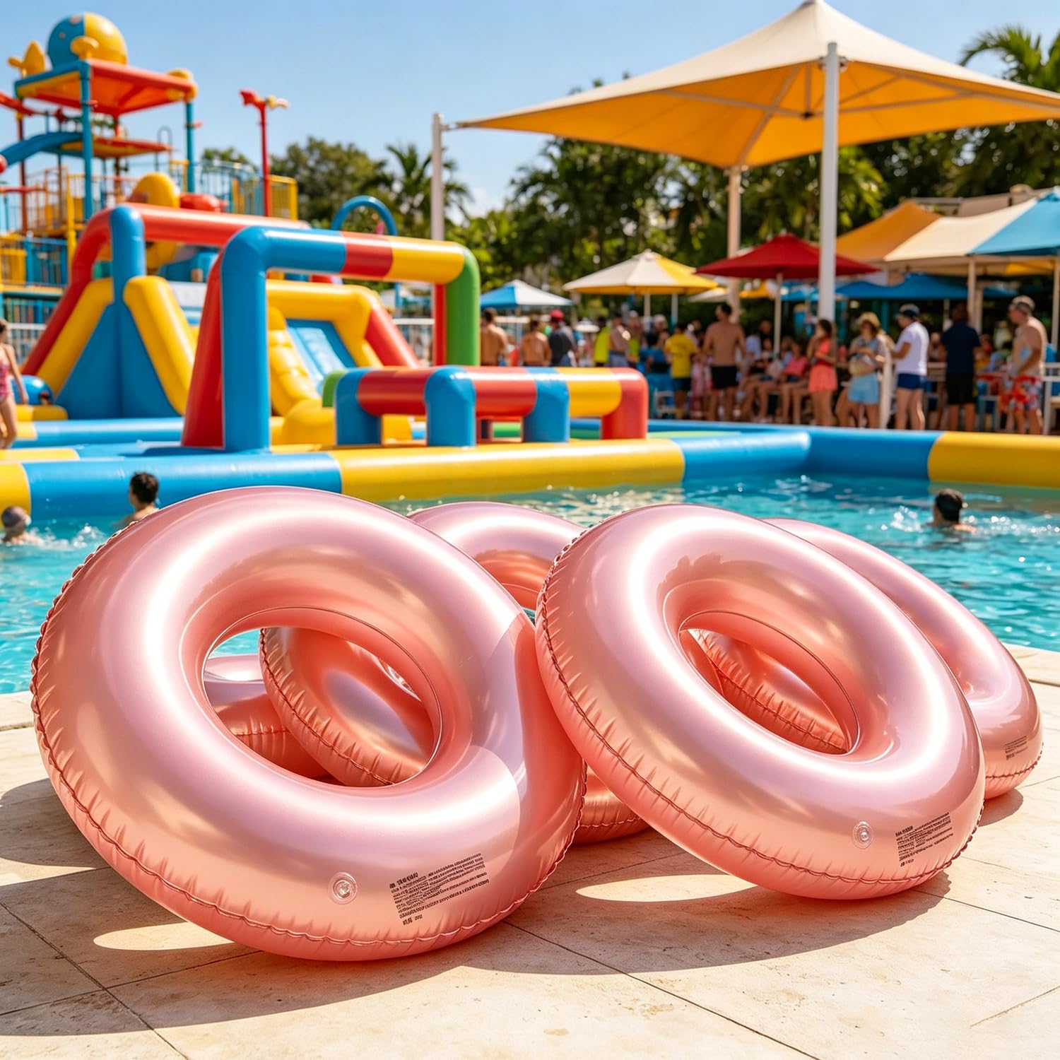 Lot de 4 flotteurs tropicaux pour adultes - Grande bouée de natation pour adultes, adolescents et adultes - 89,9 cm - Tubes gonflables - Pour l'été, la plage, les enterrements de vie de jeune fille