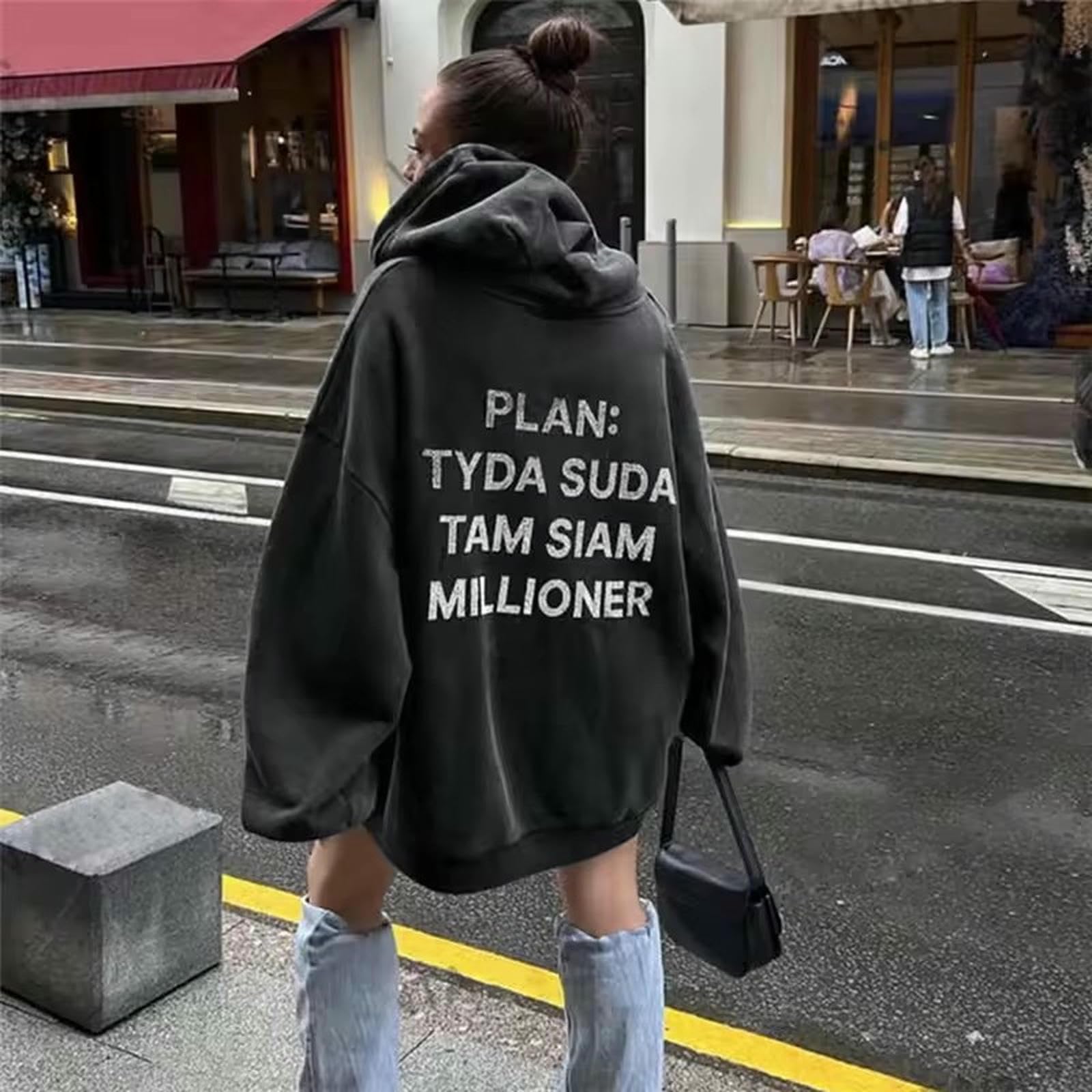 Bluza modna i modna kurtka z kapturem z odkrytymi ramionami, wszechstronna