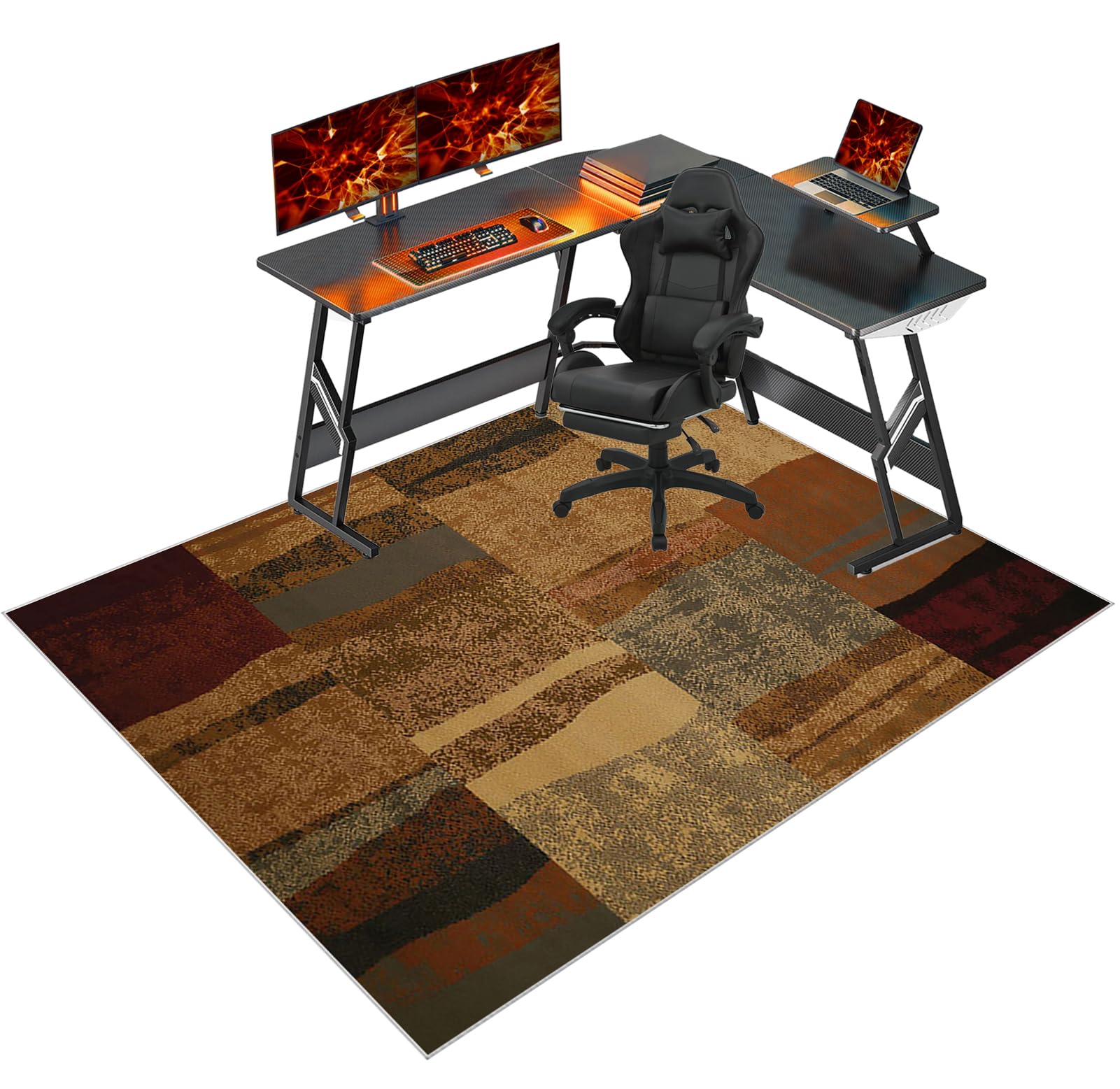 Heavy Duty Office Chair Mats for Carpeted Floor, Computer Floor Mat for Hardwood Floors, Large Anti-Slip Desk Chair Mat, Home Multi-Purpose Low-Pile Carpet, Rolling Chairs Glides Easily 140 x 180 cm