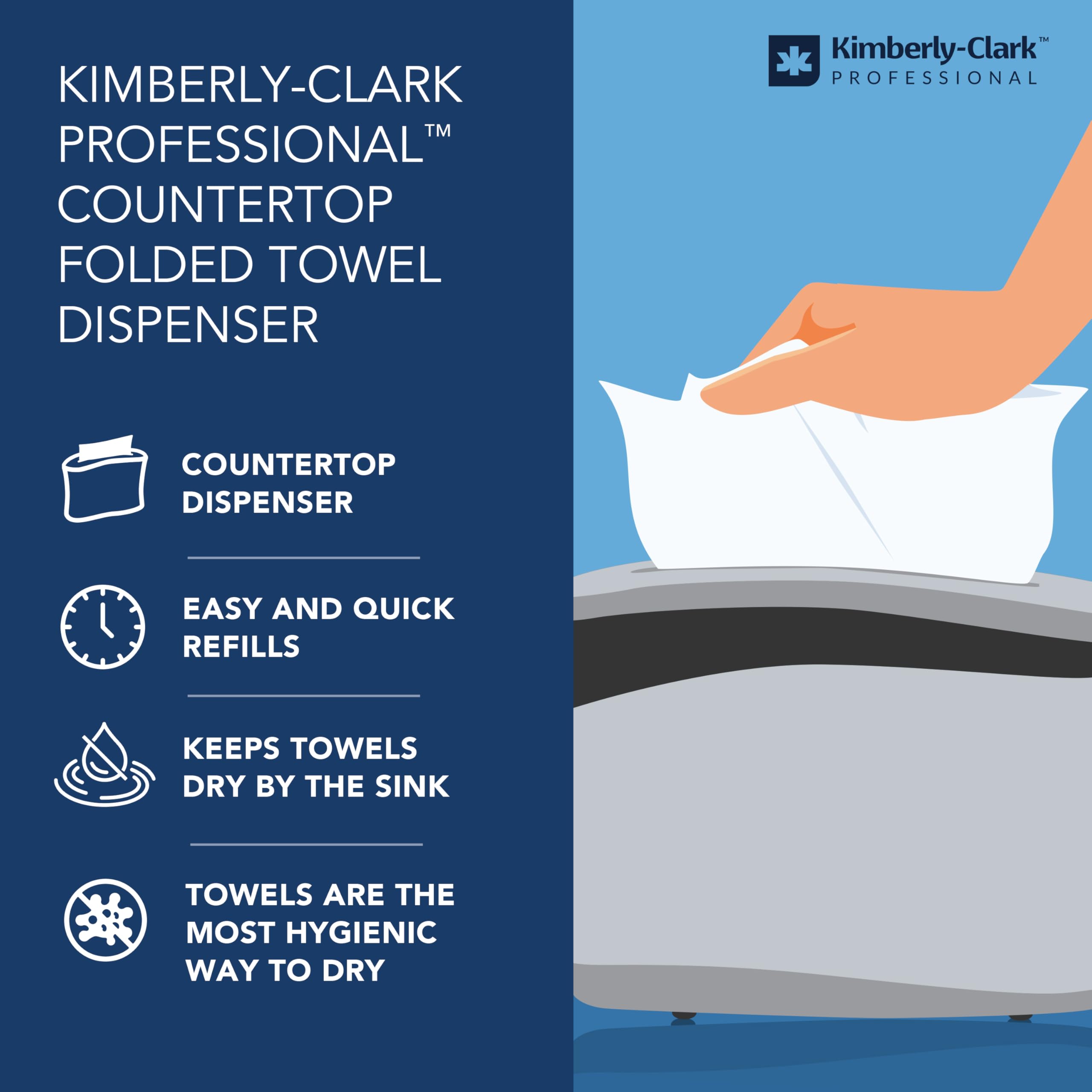 Kimberly-Clark Professional Dispenser di asciugamani di carta piegato da banco (55760), grigio chiaro, 33,8 x 22,9 x 13,2 cm (Qtà 1)