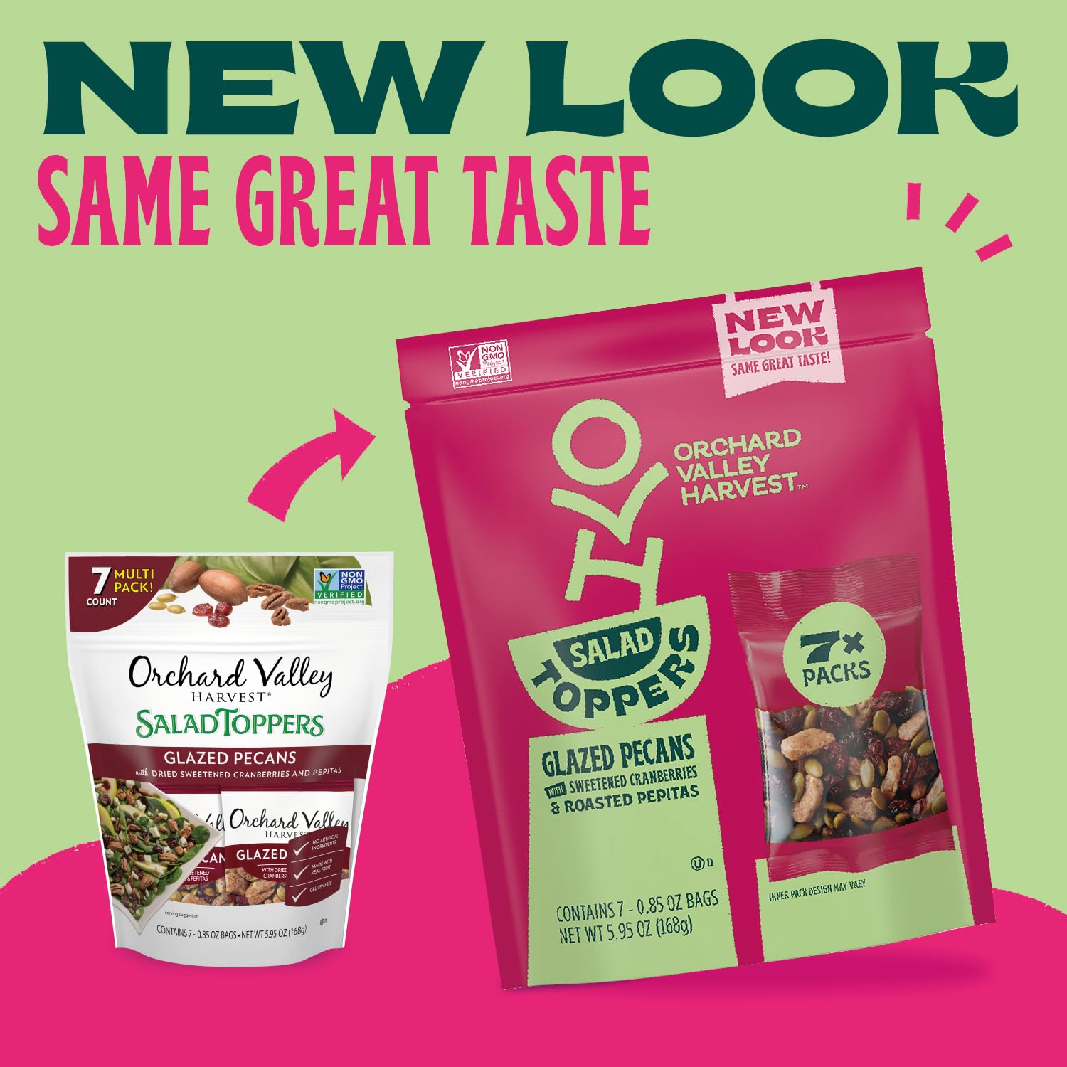 Orchard Valley Harvest Salad Toppers Glazed Pecans With Sweetened Cranberries & Roasted Pepitas, 3.5 oz (Pack of 6) Resealable Bag, Made With Real Fruit, No Added Colors, Gluten Free, Great On Yogurt, Healthy Snacks for Adults
