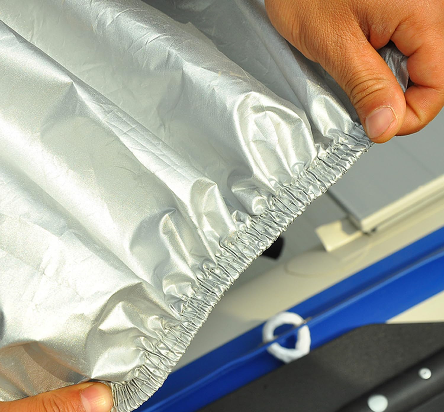 Copri Barca per Gommone Impermeabile, Copertura per Barca Gonfiabile 420D Antipolvere UV Resistente, Argento,Argento,2.7m