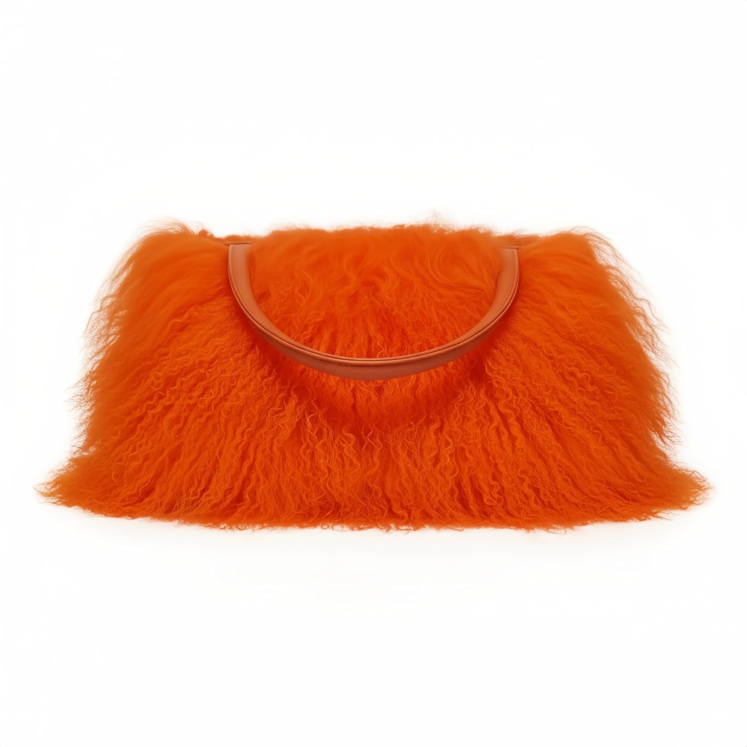Women Luxury Real Lamb Mongolian Flush Wool Fur With Genuine Leather Handles Handbag