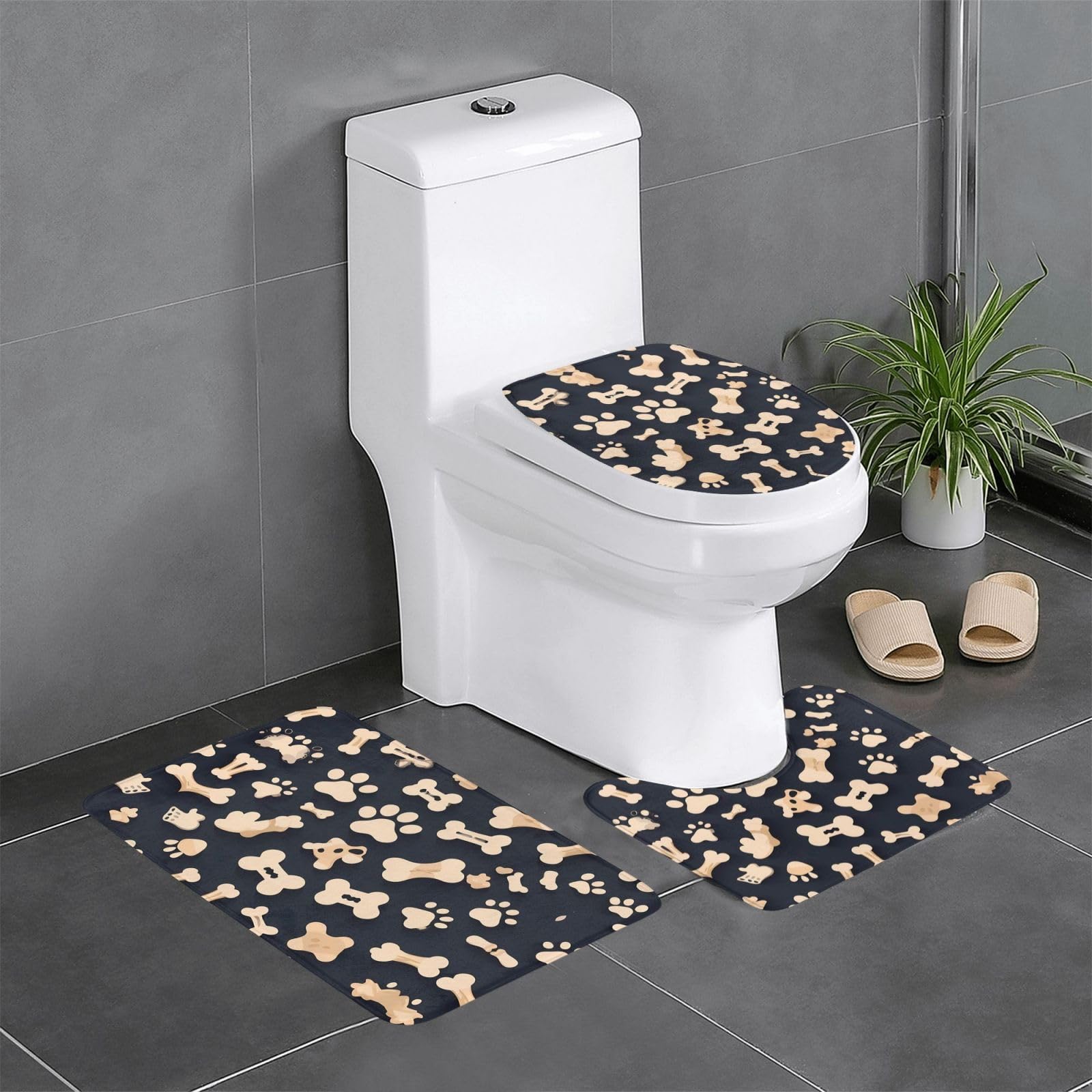 Tapis de salle de bain lavable et absorbant avec envers antidérapant pour WC et lavabo