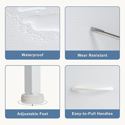 Vista 91 de DUMOS Cómoda para dormitorio, 4 cajones, organizador de cofres altos de tela, muebles de torre con marco de metal superior de madera para sala