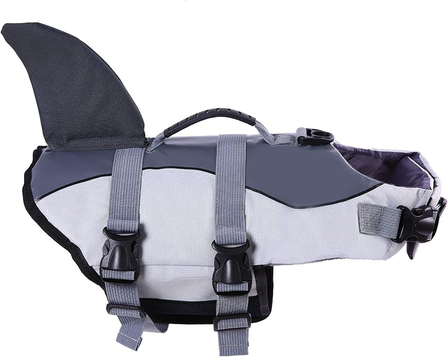 Albabara Ripstop Adjustable Dog Life Jacket with Rubber Handle Pet Puppy Saver Swimming Water Life Vest Preserver Flotation Aid Fish and Shark Style with fin for Small Medium, Large Dogs…