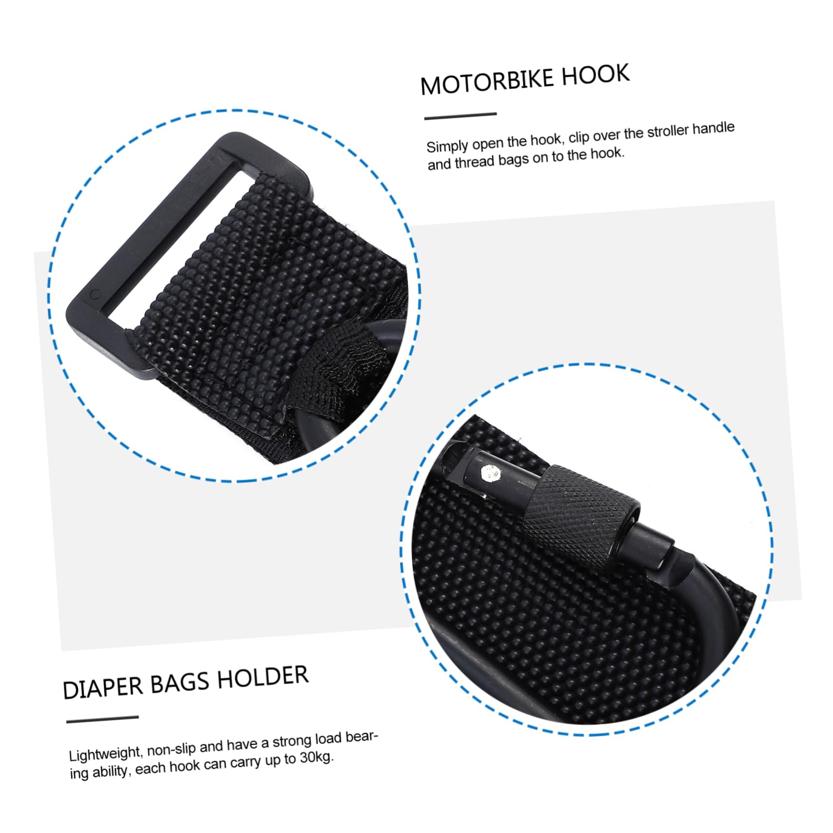 HEMOTON 2pcs Stroller Hangers Pram Wheelchair Hooks Alloy Non-Slip Bag Hanger for Shopping