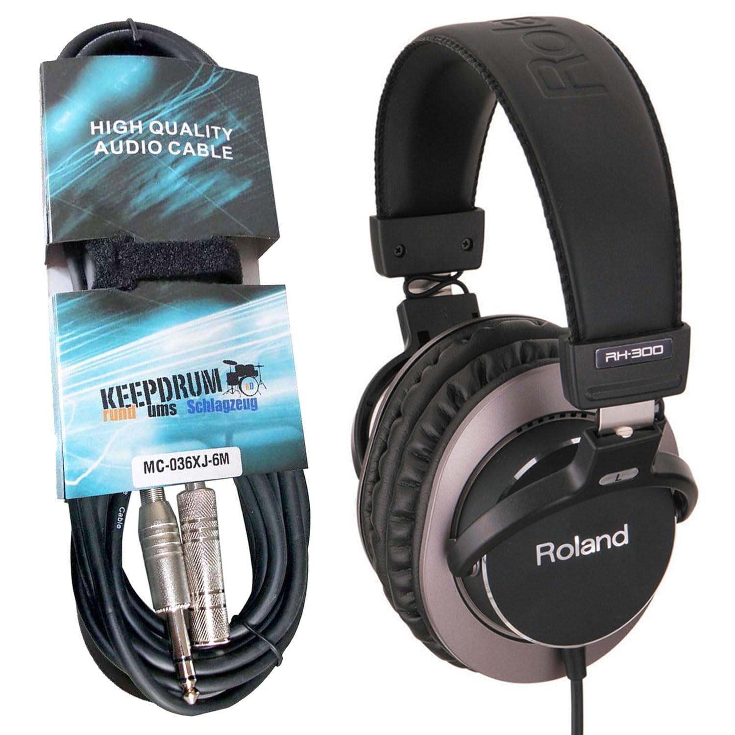 Roland RH-300 zamknięte słuchawki studyjne + keepdrum przedłużacz 3 m