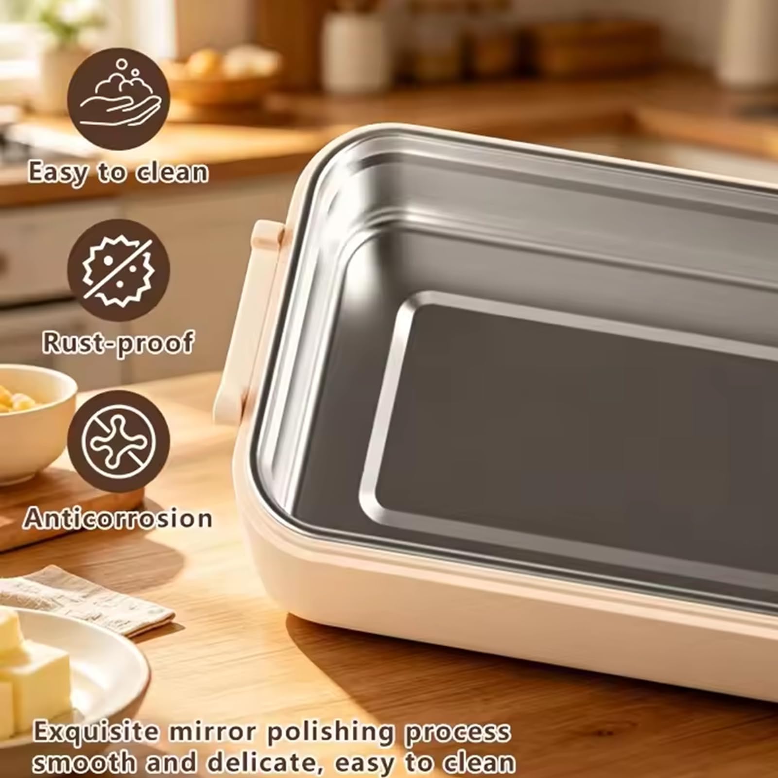 Adius Boîte à Lunch Électrique Portable avec Fonction D'auto-Chauffage, 6 Réglages de Température, Inoxydable 304, pour le Bureau, la Voiture et la Cuisine (Rose)