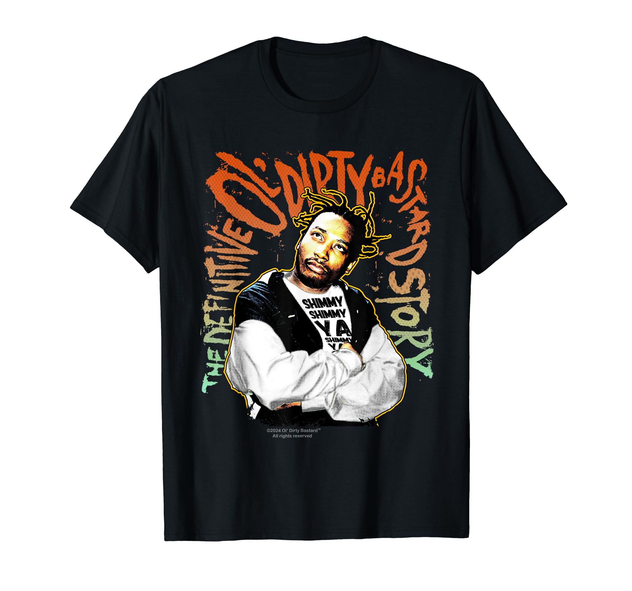 ODB Ol Dirty Bastard OfficialODB Ol Dirty Ba--ard Shimmy Ya Retro 90s Hip Hop Rap Style T-Shirt