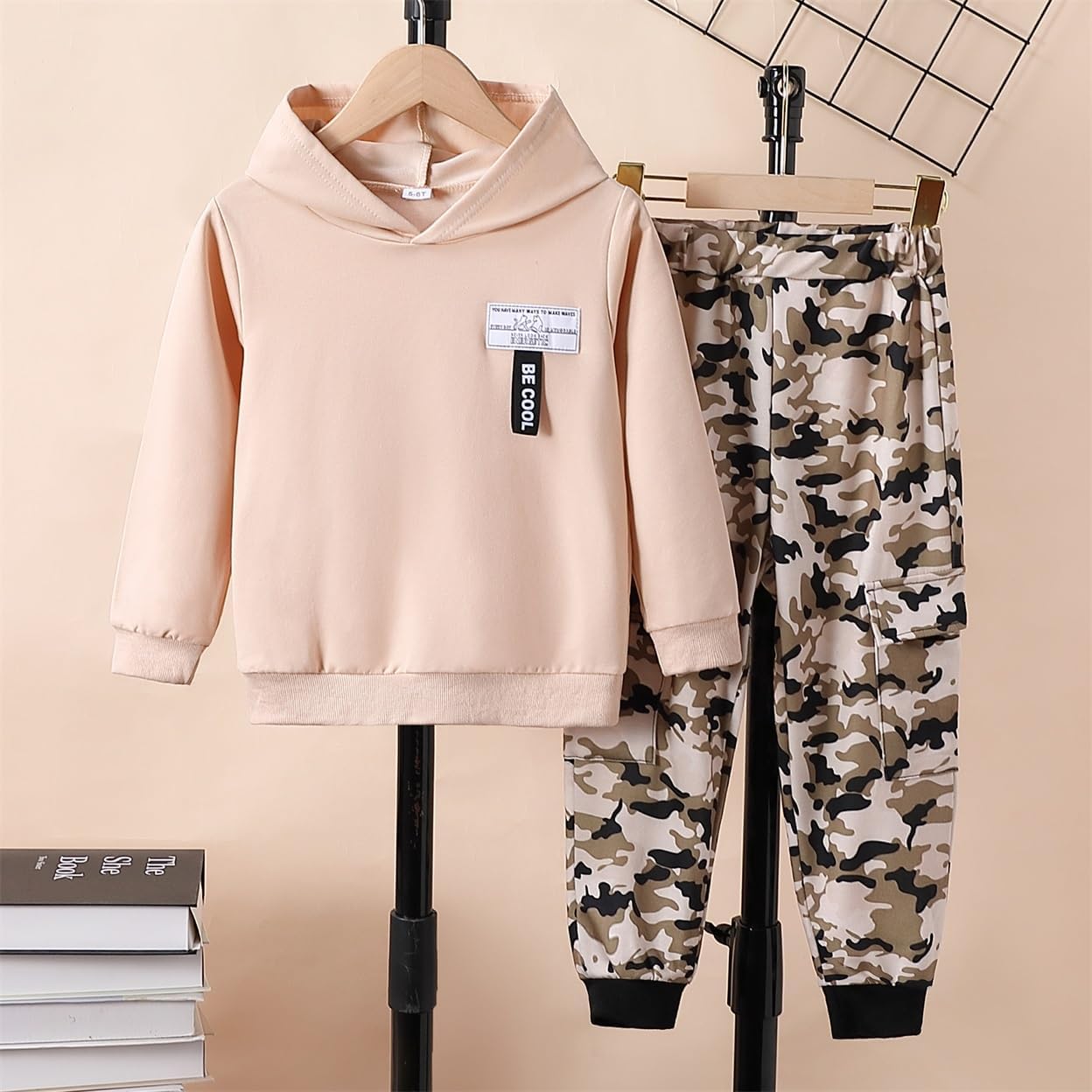 Boys 2 Piece Outfits Long Sleeve Hooded Sweatshirt Top Camouflage Sweatpants Fall Winter Clothing Set 5-10T Camo-a 5-6 Years image 6 of 7 B0F941689J