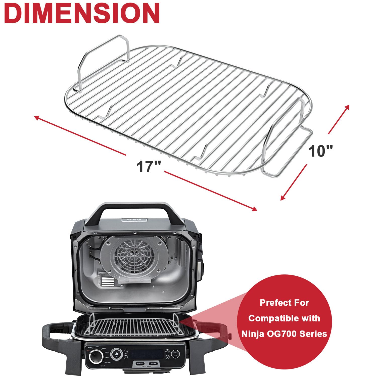 GLOWYE Smoke Rack for Ninja Woodfire Outdoor OG800 and OG900 Series, Stainless Steel Rack for Ninja XSKRSTRKXL Woodfire Pro XL, Pro Connect XL Grill Accessories