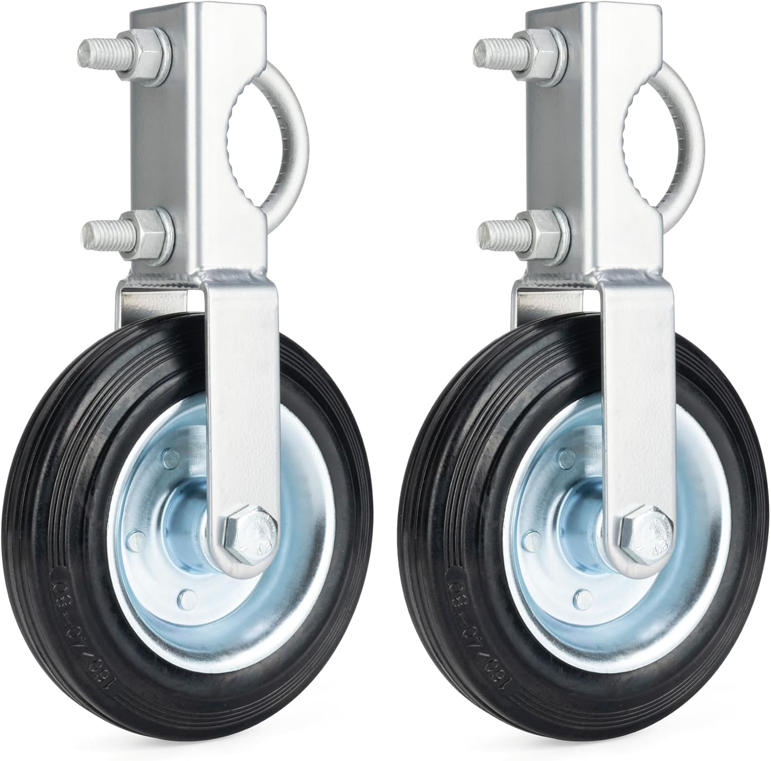 6 Inch Wheel for Gate, Gate Wheels for Metal Tube Gate, Heavy Duty Farm Gate Wheel, Gate Wheels Fit Tube Size from 1-5/8" to 2" O.D, Prevent Gate from Dragging, Silver 2 Pack