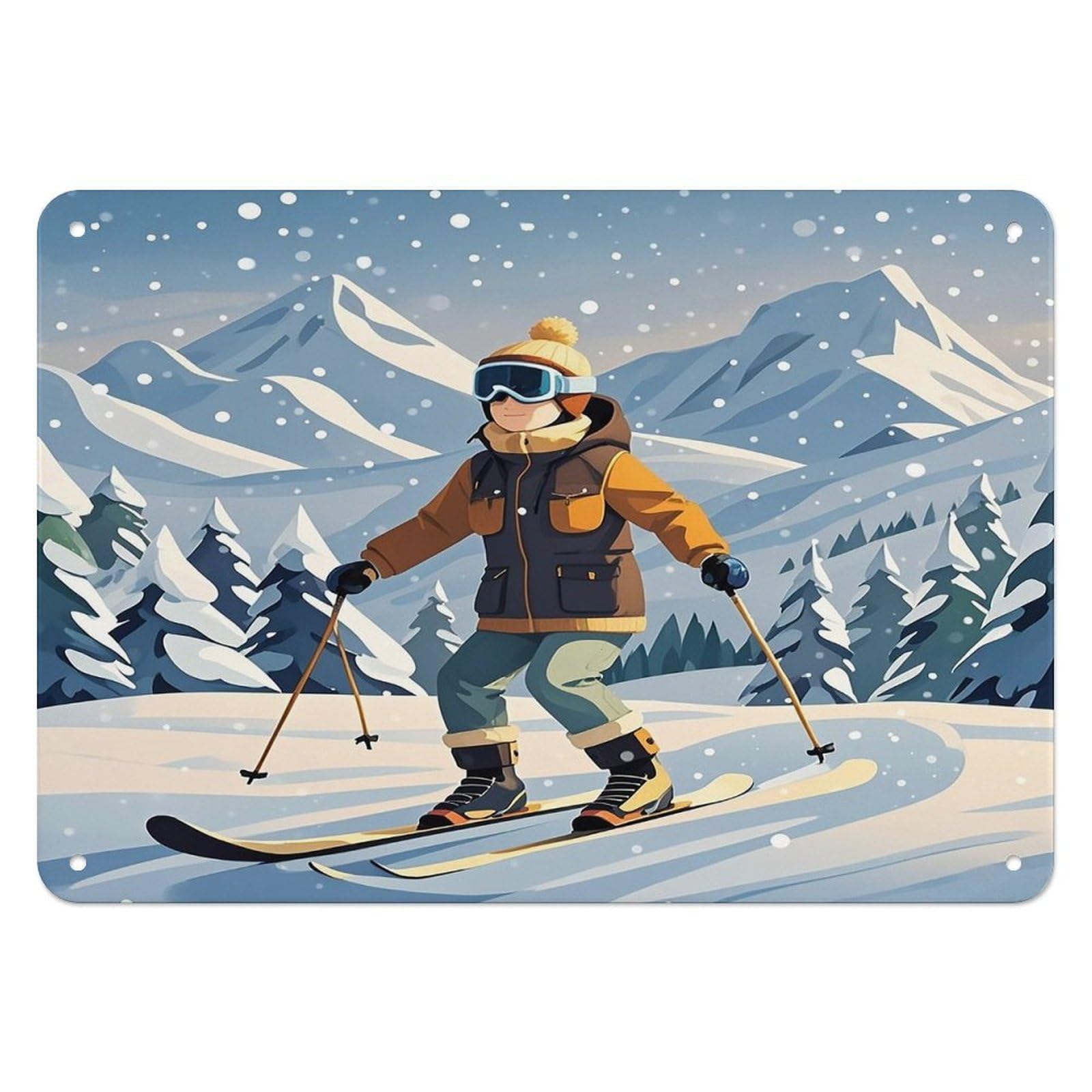 Fekiloot Style Skiing Theme Wall Decor Iron Painting Metal Sign