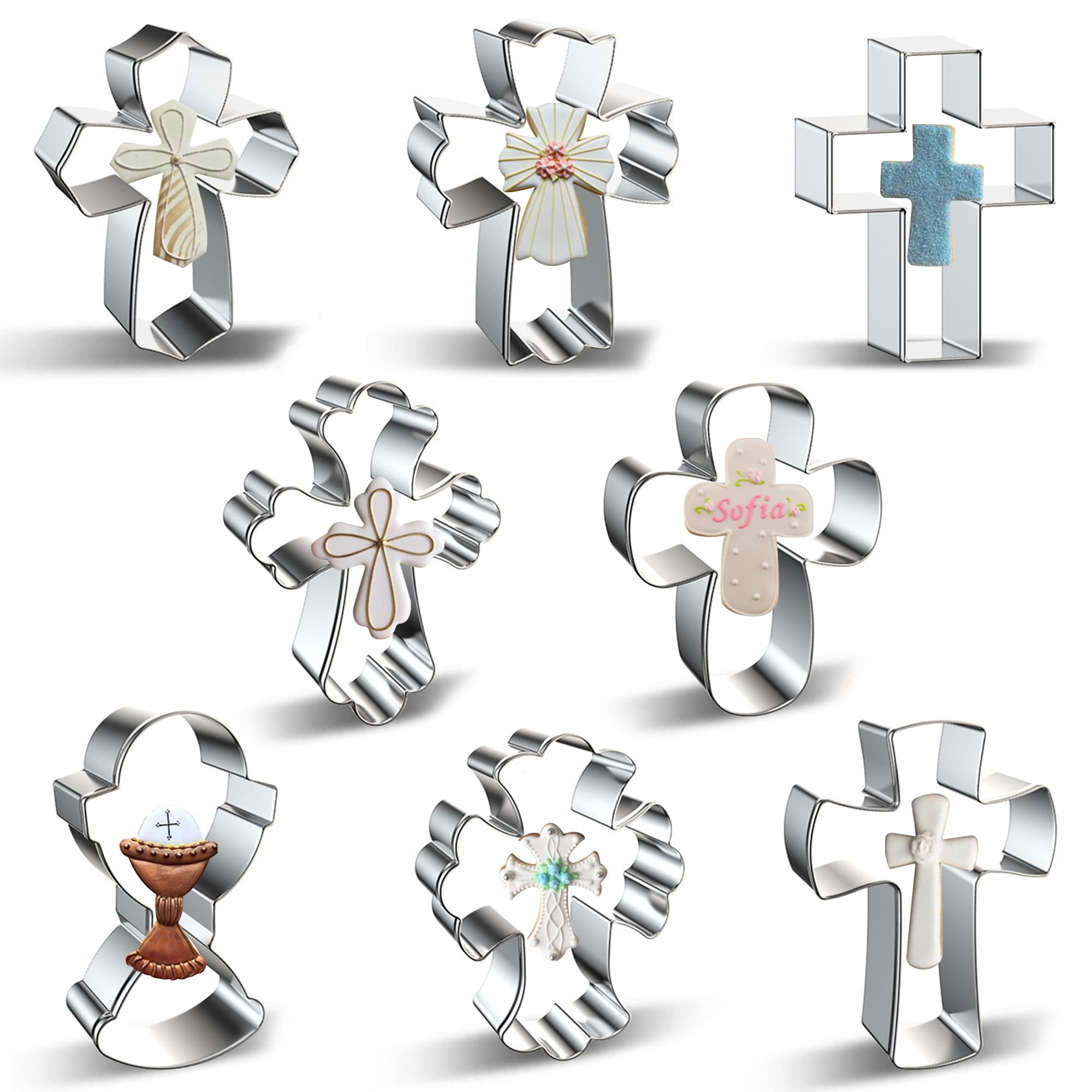 Photo 1 of Zade Cross Cookie Cutter Food Grade Baptism Cookie Cutters Stainless Steel Fondant Biscuit Sandwich Mold for Baking Holidays Party