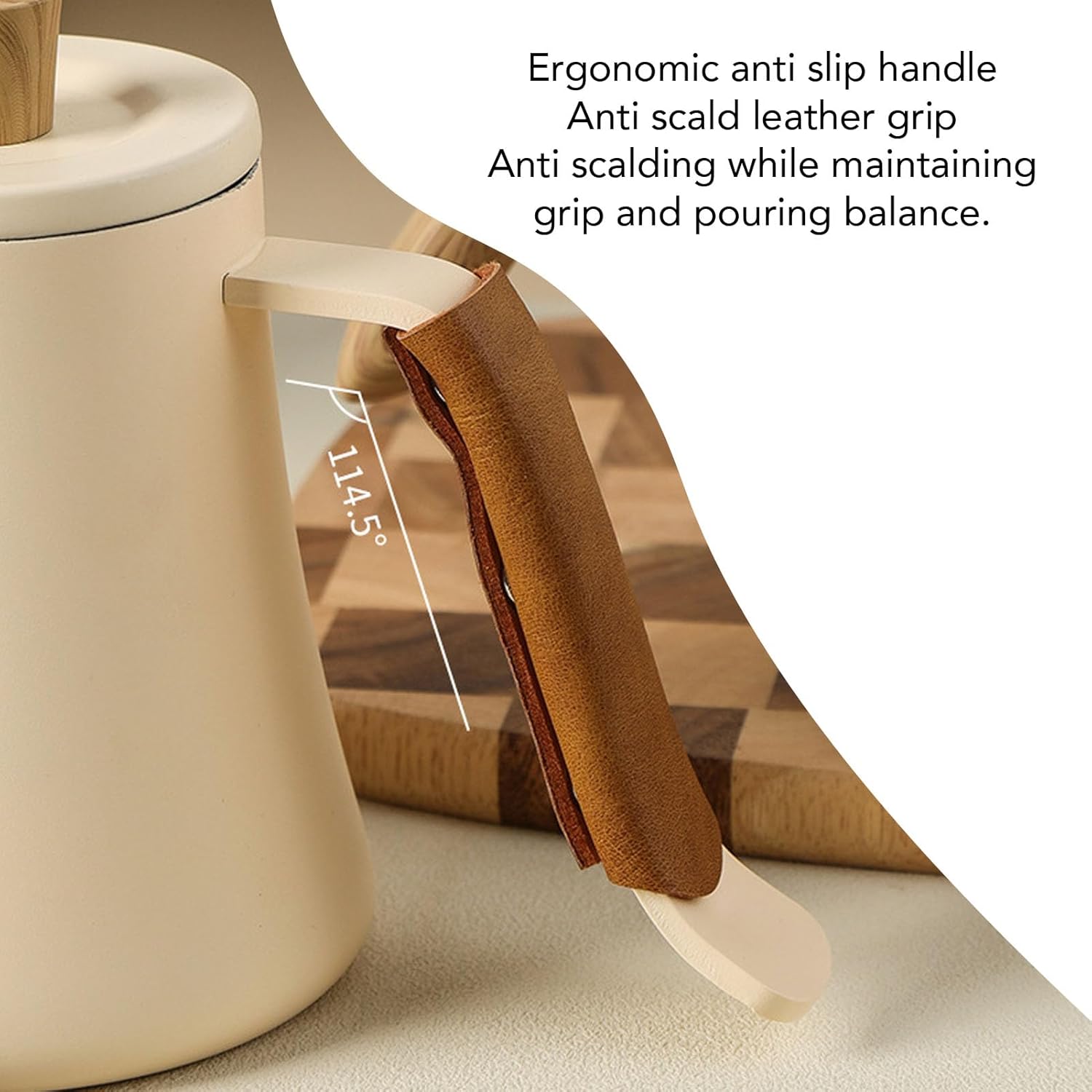 FLEXMAN Gooseneck pour Over Coffee Kettle with Thermometer Lid, 20Oz/600ml Stainless Steel Long Narrow Hand Drip Coffee Pot, Tea Kettle for Camping Home RV