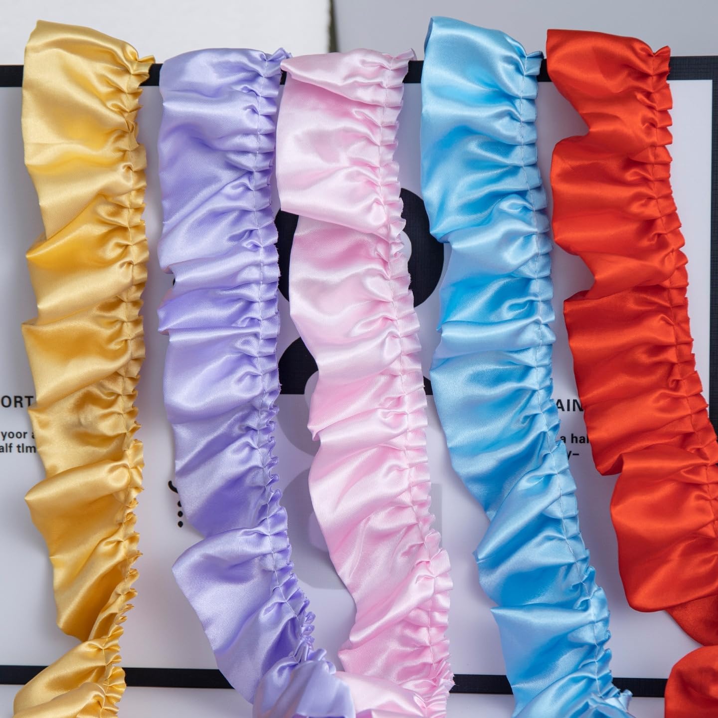 8 Yards 3D Satin Ruffle Trim Fabric Trims, 2-Layers Pleated Trimming Chiffon Fabric Ribbons for Sewing Making Crafts Dress Curtain Wedding Costume Pillowcase Supply (Red)
