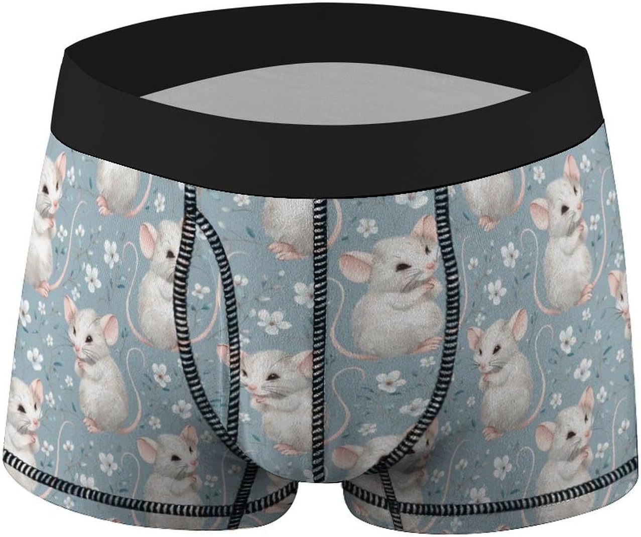 Cute White Rats Novelty Men's Trunks Soft Breathable Underwear Patterned Stretch Briefs