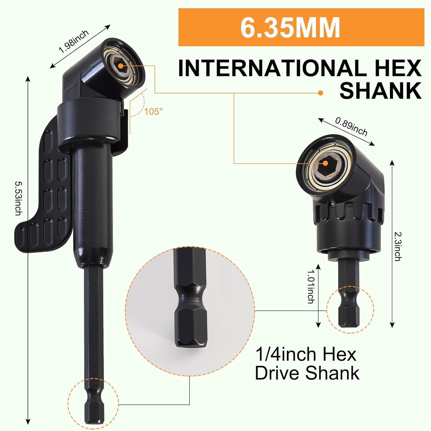Flexible Drill Bit Extension Kit, 17Pcs with 360° Rotatable Socket Adapters (1/2" 3/8" 1/4"), 105° & 90° Right Angle Attachments, Screwdriver Bits & Bendable Extension