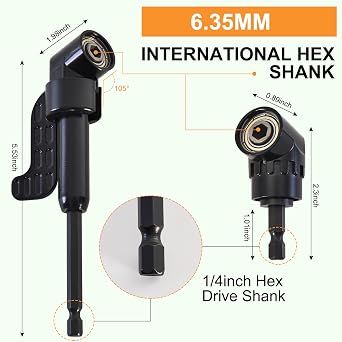 17Pcs Flexible Drill Bit Extension Kit, 1/4 3/8 1/2 Adapters
