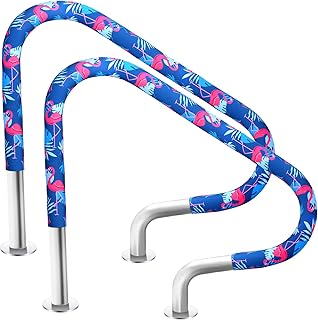 Junkin 2 Pcs Pool Handrail Covers Slip Resistant Rail Grip Covers for Swimming Pool