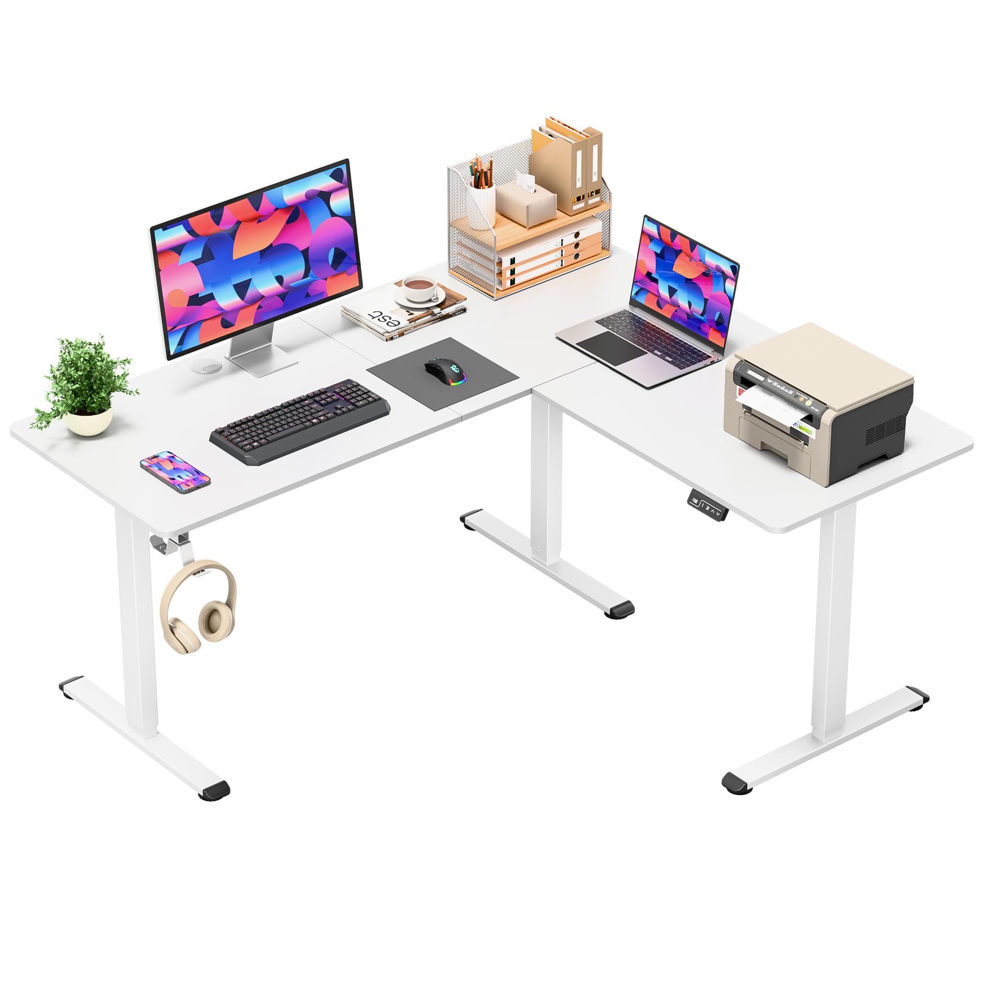 Amazon.com: Furmax 63 x 55 Inch L Shaped Standing Desk with 2