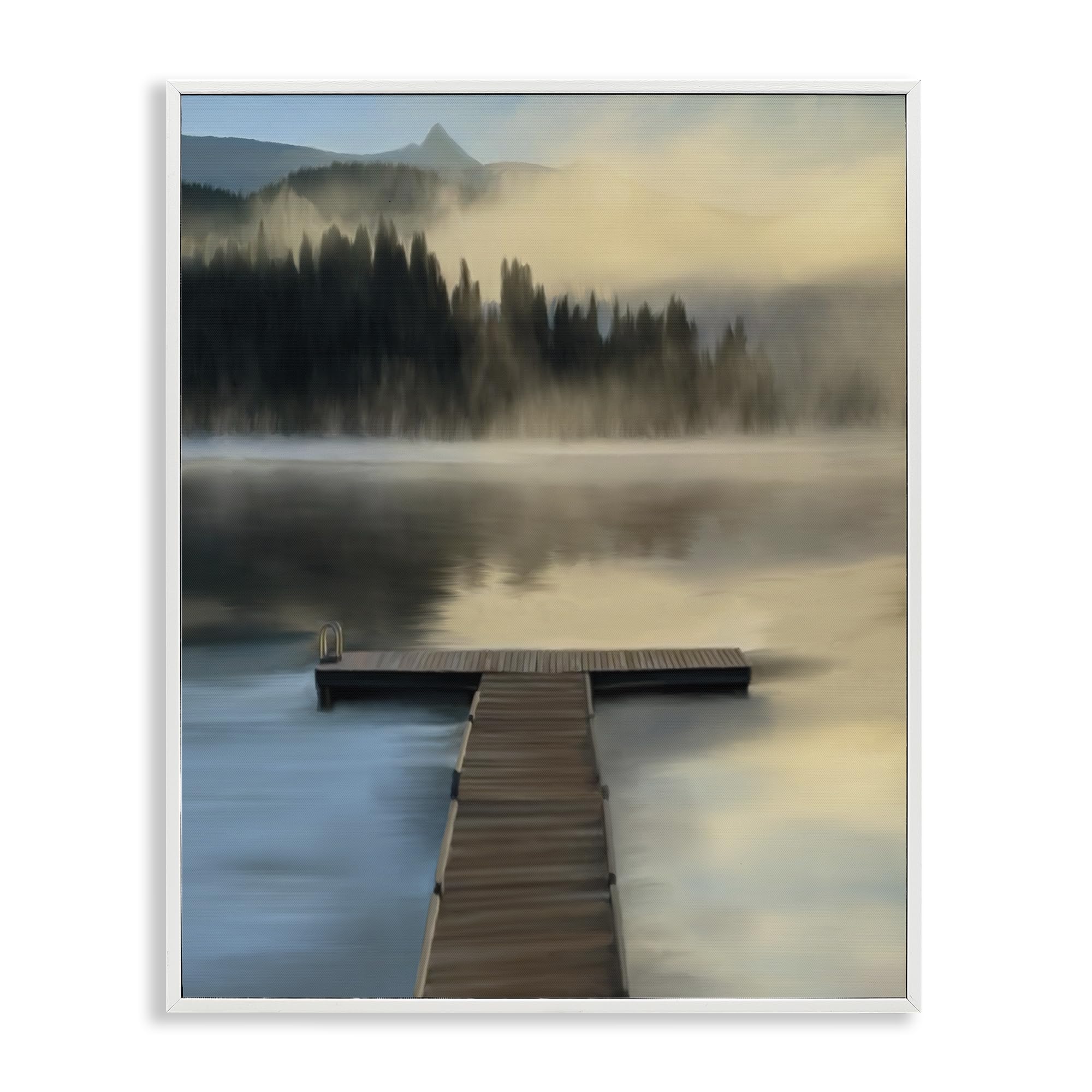 Stupell Industries 'Reflective Lake At Dusk', Framed Giclee Art, White, 24 x 30 Inches, Easy to Hang and Sturdy, Made in USA, by Renel Peters