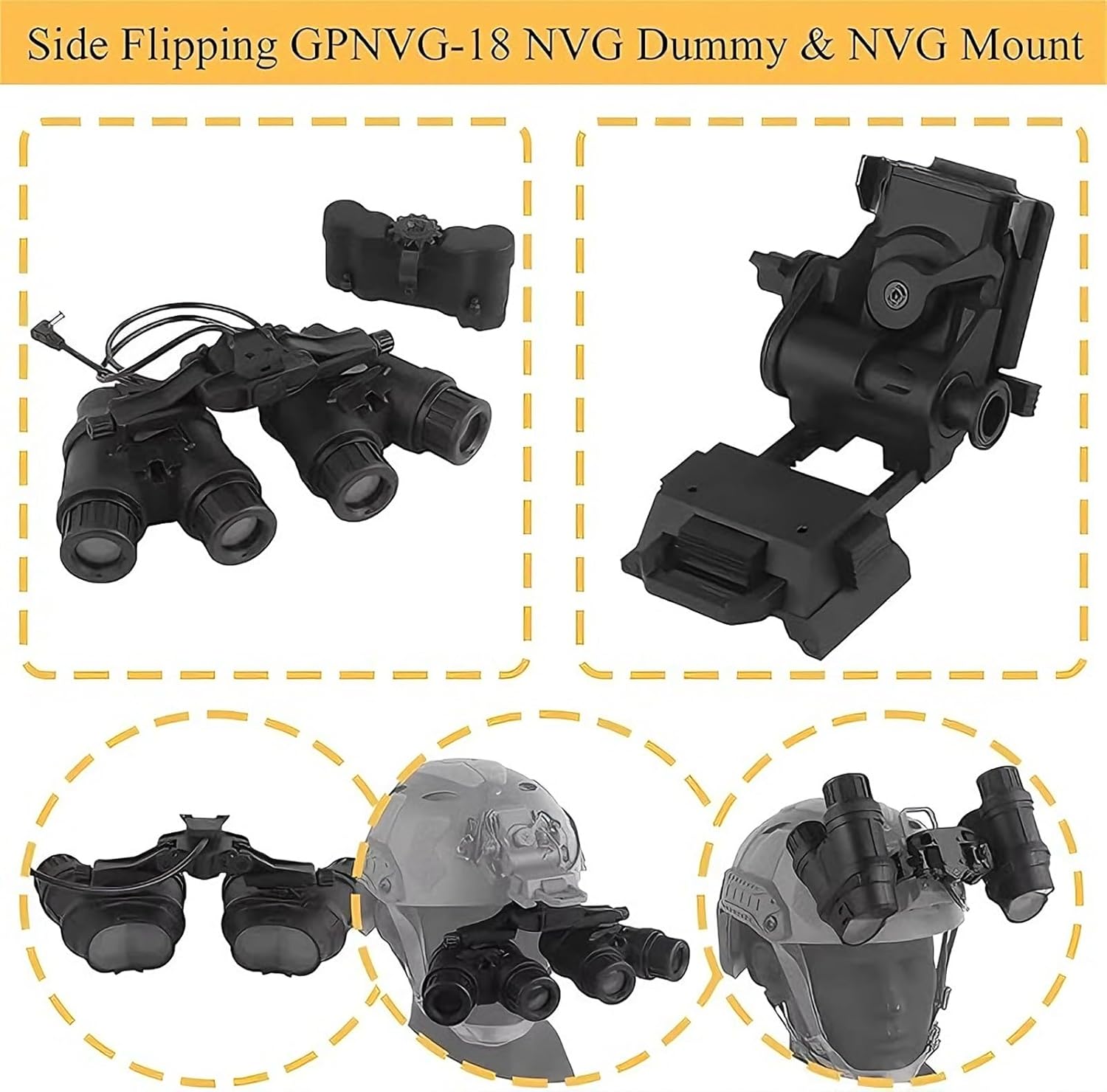 Tactical Fast Airsoft Helmet Set, Paintball Helmet with Headset, Goggles, Flashlights, Metal L4G24 and NVG Model for Outdoor CS Game Cosplay