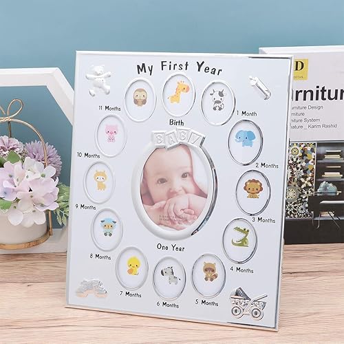 Miniatura 4 de Marco de fotos de primer año, marco de fotos para recién nacido, marco de recuerdo de 12 meses para recuerdos, ducha, mamá nueva