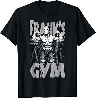 Frankenstein Gym Bodybuilder Pose Funny Halloween Muscle T-Shirt