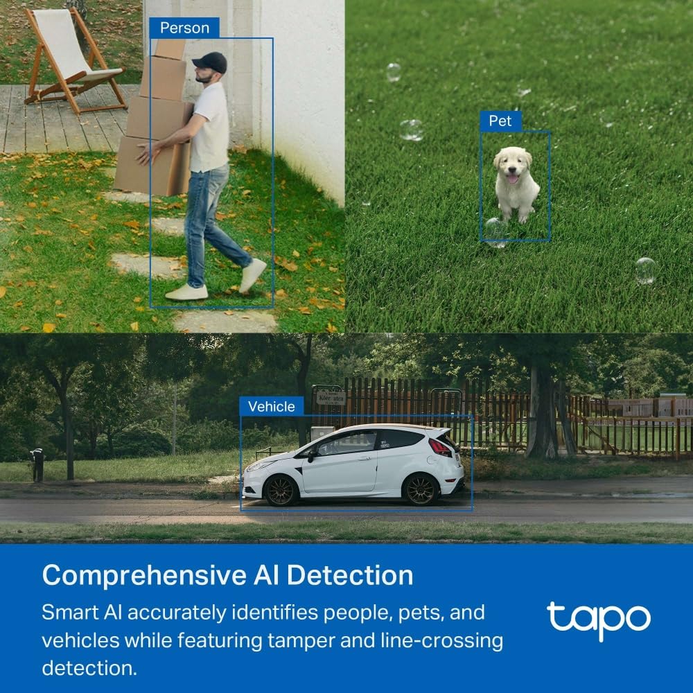 Tapo C52A 360° Überwachungskamera Außen, 2K 4MP, Starlight Farbe Nachtsicht, KI-Erkennung, Bewegungsverfolgung, WLAN oder Ethernet, microSD-Karte bis zu 512 GB