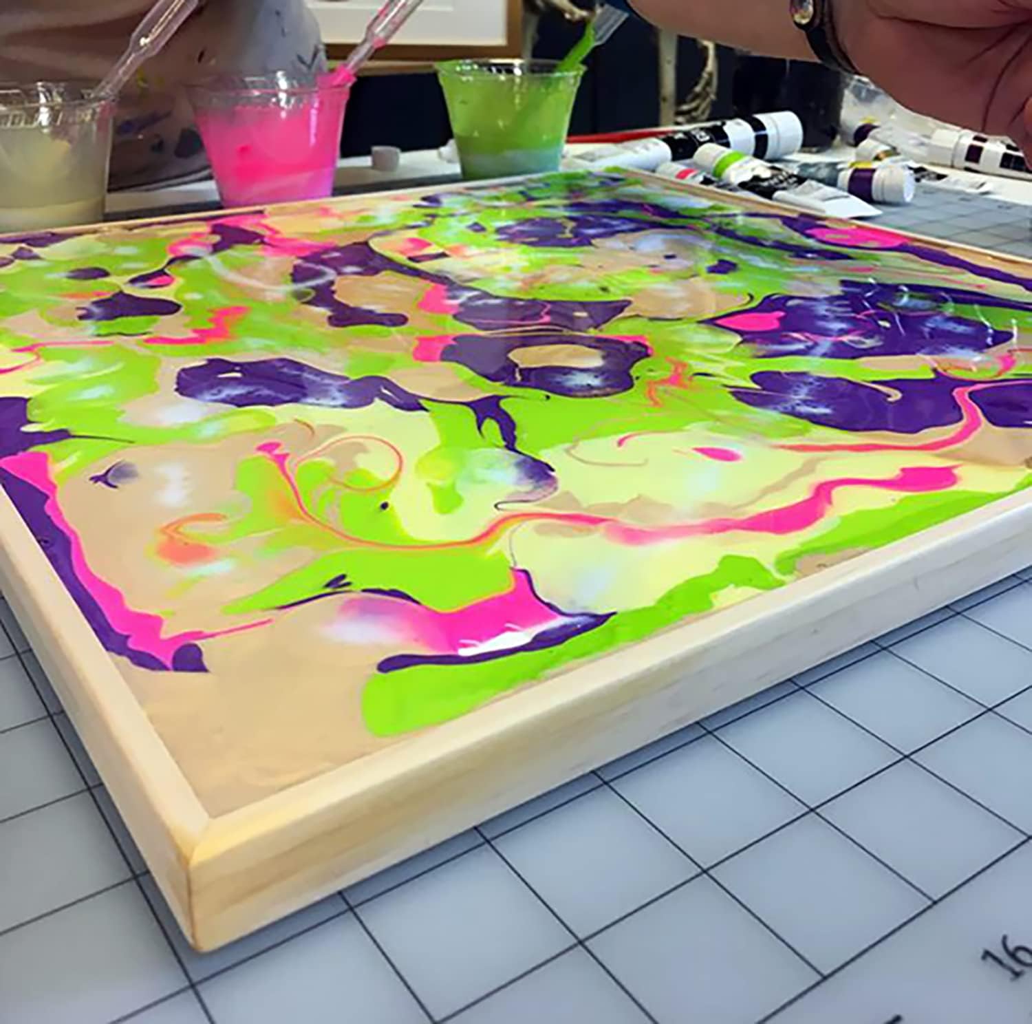 DaVinci Wood Panel Pro Liquid Art Canvas Multi-Media Panels for High Flow Fluid Acrylics, Glazing Liquids, Pouring Mediums, Encaustics, Resin Paints, and Alcohol-Based Ink - [1.5 Deep, 12x12 Panel]