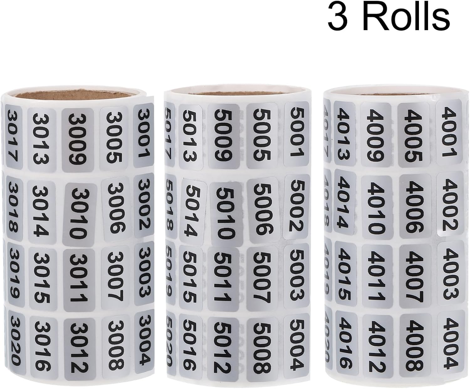 MECCANIXITY Consecutive Number Stickers, 3001 to 4000, 4001 to 5000, 5001 to 6000 Inventory Label Numbers for Office Warehouse Numbering, Total 3000pcs
