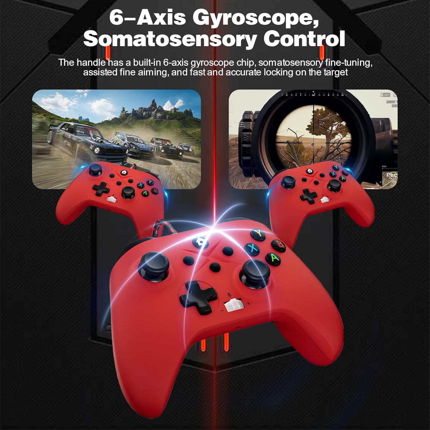 [Need to Upgrade] 2 Pack Wired Controller Replacment for Xbox Controller for Xbox One, Xbox Series X/S, Xbox One X/S PC Windows with Headphone Jack/Turbo/Macro Function, 10ft Long (Black+Red)