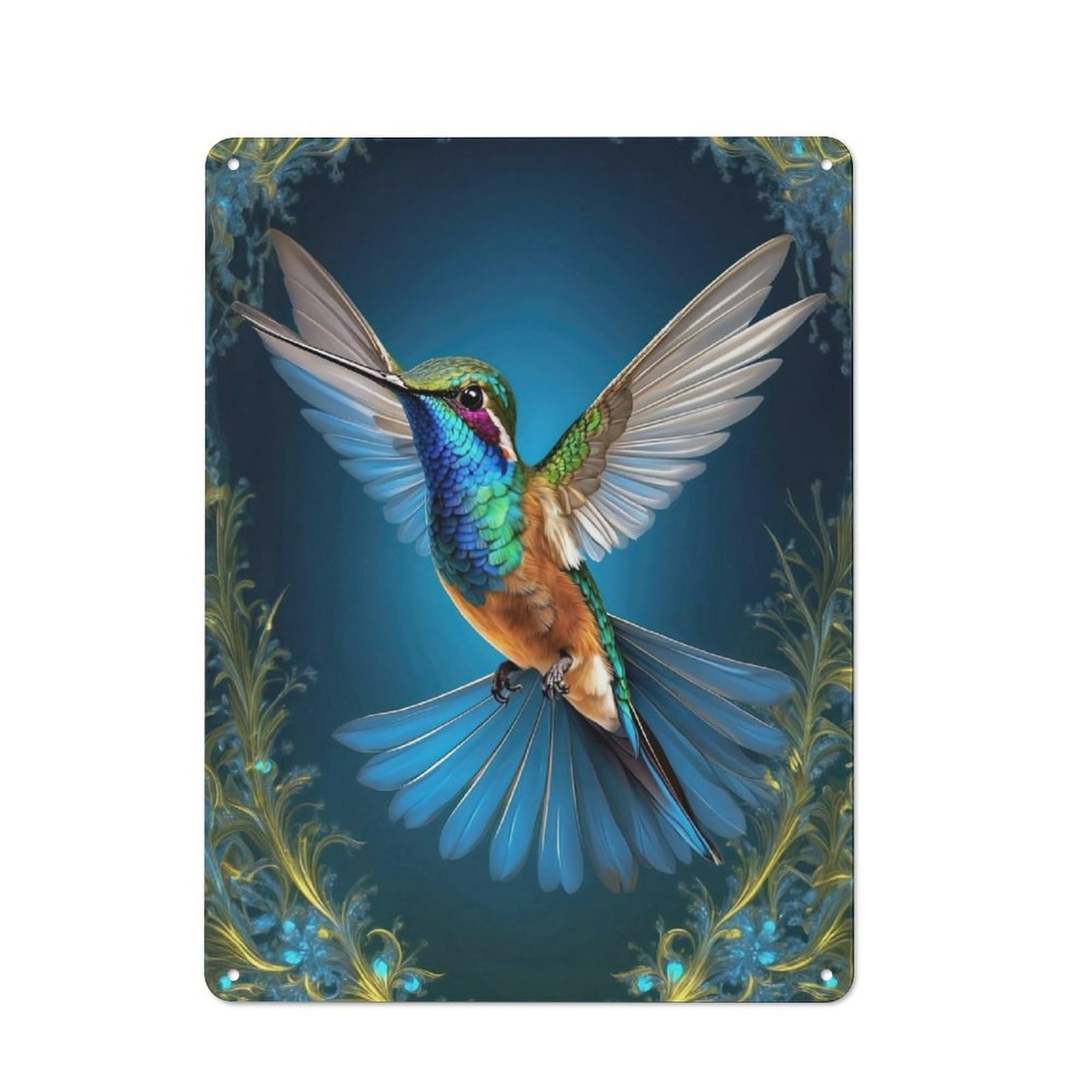 Junmoney Bluethroated Mountaingem Tin Wall Plaque 40X30cm With For Bar Or Restaurant, Suited To Bar Decor Enthusiasts