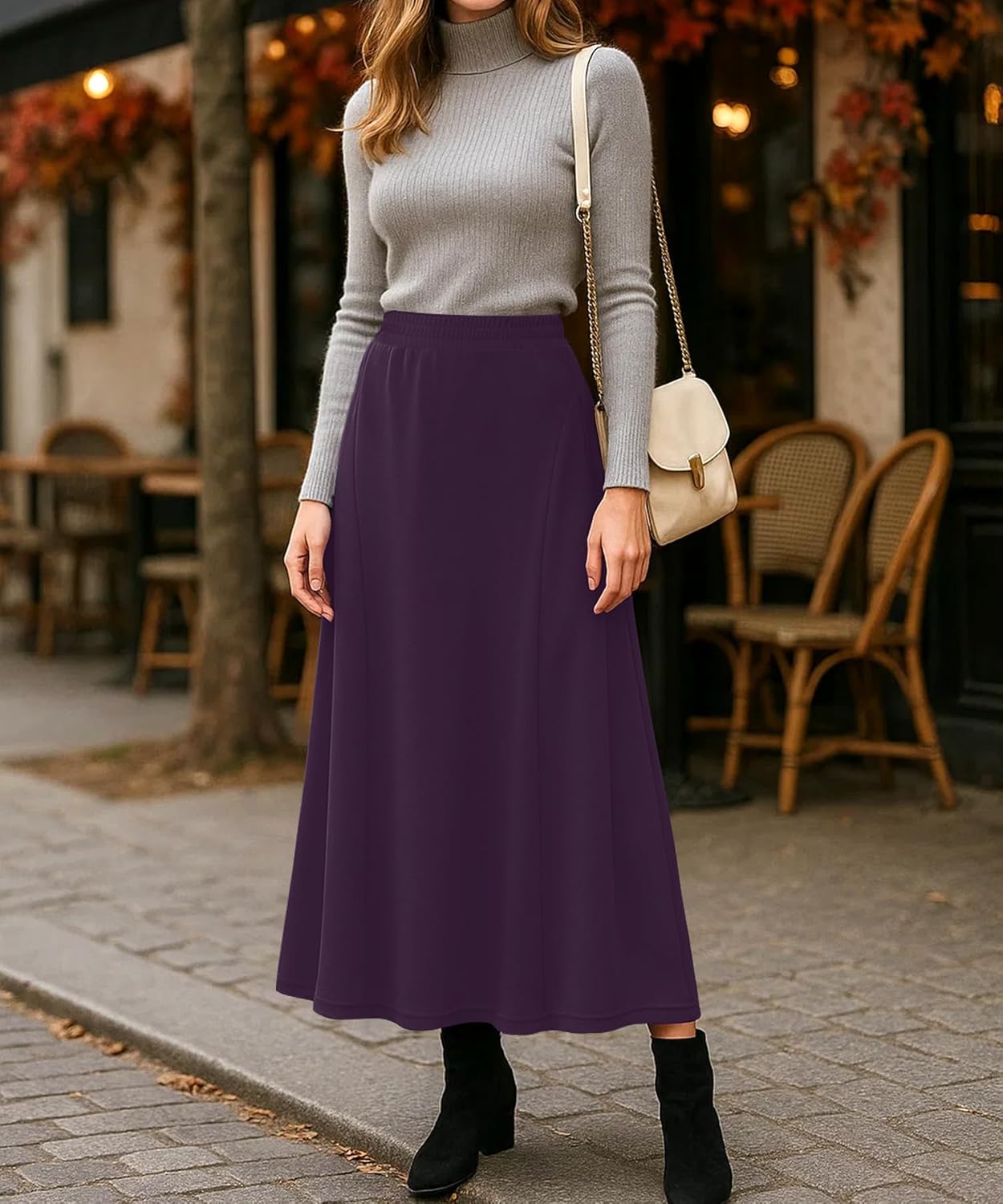 Long Skirts for Women Flowy Elastic High Waist Midi A-line Skirt for 2026 Casual Boho Trendy - Image 4