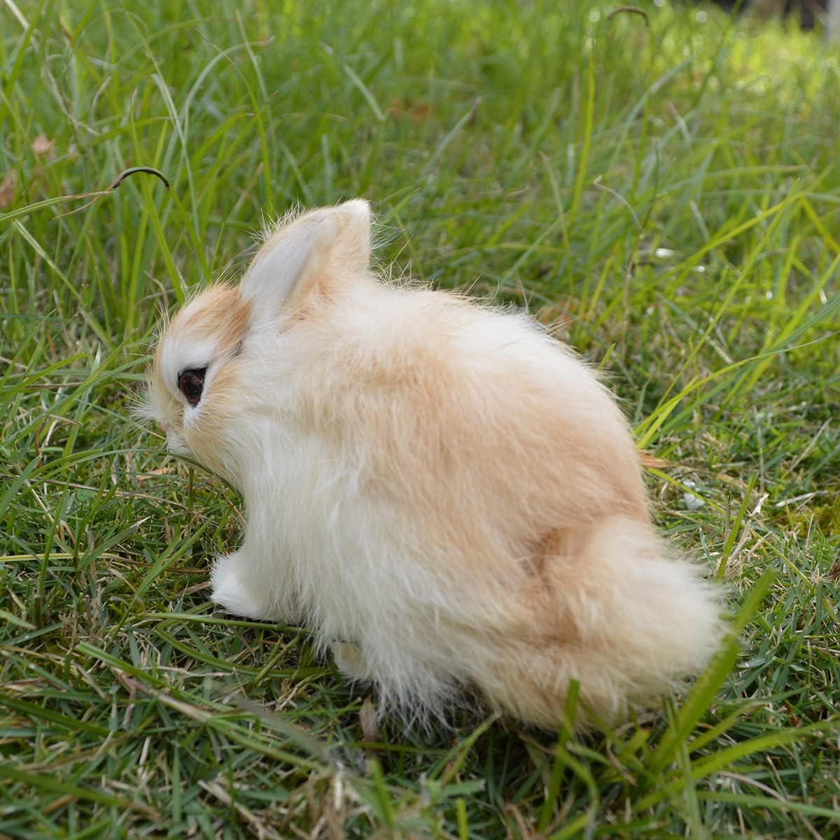 Easter Bunny Plush Figurine - 2 Piece Mini Realistic Rabbit Staffy for Spring Basket Fillers, Home Decoration, Photoshoot Props, (Orange) - Image 8
