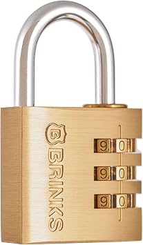 BRINKS - 40mm Solid Brass 3-Dial Resettable Padlock - Chrome Plated with Hardened Steel Shackle